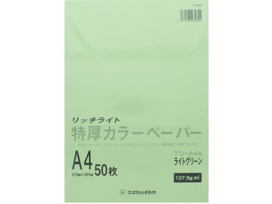 オストリッチ リッチライト特厚カラーペーパー A4 ライトグリーン 50枚 TC-A44 A4 グリーン系 緑 カラーコピー用紙