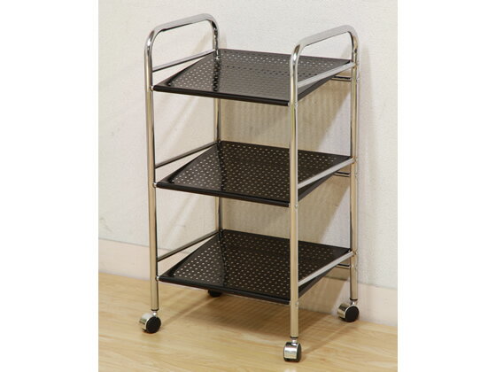 【メーカー直送】不二貿易/マルチワゴン3段 ブラック W400*H745 1663K(J163Q4K)【代引不可】【お客様組立】