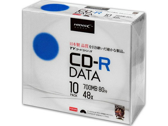HIDISC TYシリーズCD-Rデータ用 700MB 48倍速 10枚 データ用CD−R CD−R