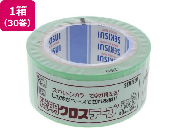 【レビュー投稿で100円OFFクーポン】セキスイ 透明クロステープ 50mm×25m 緑 30巻 N ...