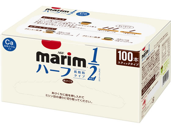 【仕様】●注文単位：1箱（3g×100本）●植物性●低脂肪タイプ●お客様のおもてなしや、オフィス、アウトドアに最適なスティックタイプ。●GPNエコ商品ねっと掲載【備考】※メーカーの都合により、パッケージ・仕様等は予告なく変更になる場合がございます。【検索用キーワード】コーヒー関連用品　コーヒークリーム　コンディメント　ミルク　クリーミングパウダー　クリームミルク　まりーむすてぃっく　ていしぼうタイプ　ていしぼうたいぷ　テイシボウタイプ　marim　milk　100パック　エイジーエフ　味の素　珈琲　エージーエフ　味の素ゼネラルフーヅ　味の素ゼネラルフーズ　AGF　あじのもと　アジノモト　AJINOMOTO　箱売り　100本入　コーヒー用ミルク　コーヒーミルク　wdri　RPUP_02　大容量　nes_cc　766313コーヒーを引き立てる豊かなコクと、すっきりしたあと味。〈マリーム〉のおいしさそのままに、脂肪分を50％カット。