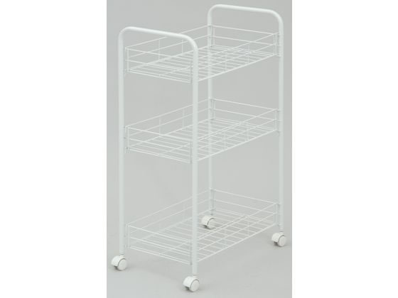 【マラソン限定★ポイント2倍】送料無料【お取り寄せ】YAMAZEN スチールワゴン ホワイト RWR-3C(WH) キッチンワゴン ワゴン 棚 収納 厨房 キッチン テーブル