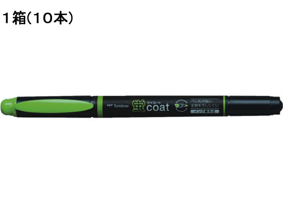 【レビュー投稿で100円OFFクーポン】トンボ鉛筆 蛍コート 黄緑 10本 WA-TC92 緑 グリーン系 蛍光ペン ツイン