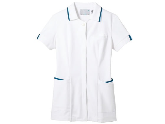 【レビュー投稿で100円OFFクーポン】【お取り寄せ】住商モンブラン ナースジャケット半袖 白 ターコイズ M 73-2413 白衣ジャケット 医療服 ユニフォーム