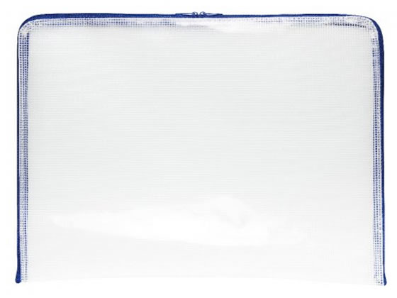 ソニック メッシュケース B4 がばっと180°開く ブルー FL-7902-B チャック付 ソフトクリヤーケース ドキュメントキャリー ファイルのサムネイル