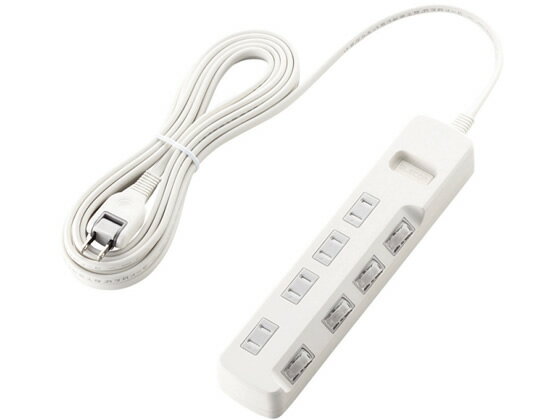 樂天商城 - 【レビュー投稿で100円OFFクーポン】【お取り寄せ】エレコム 雷ガード スイッチ 4個口タップ 5m ホワイト T-K6A-2450WH コード付き電源タップ2ピン 電源タップ OAタップ 配線パーツ 家電