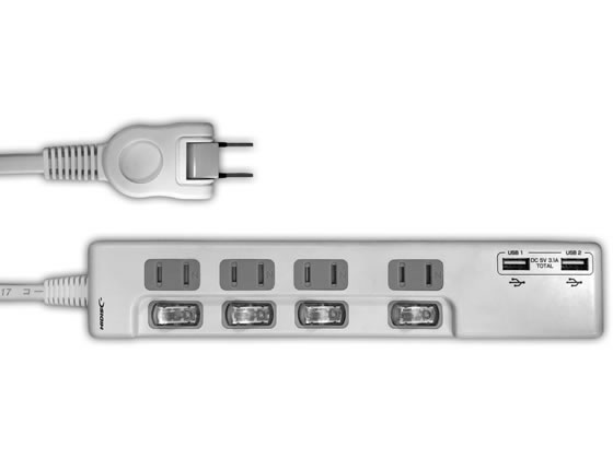 HIDISC 独立スイッチ付節電タップ 4個口+USB2ポート ホワイト コード付き電源タップUSBポート付 電源タップ OAタップ 配線パーツ 家電 cocodecow-10147743 ココデカウ サンプル画像2