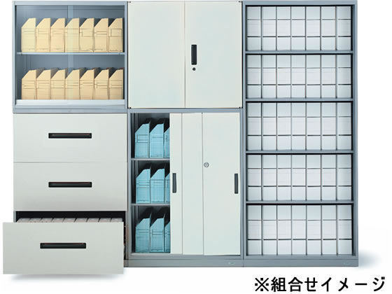 【レビュー投稿で100円OFFクーポン】【メーカー直送】オカムラ VILLAGE VS収納 2枚引違い 上置き H1050 ホワイト【代引不可】【お客様組立】引違い書庫 スチールキャビネット ロッカー オフィス家具