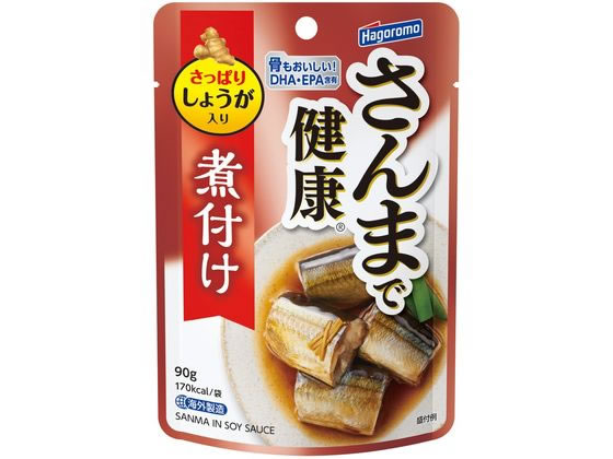 【商品説明】DHA・EPA・カルシウムなどの栄養を手軽に摂ることができます。さんまで健康（100g缶）と比較し、25％減塩【仕様】●内容量：90g●原材料／成分／素材／材質さんま（国産、韓国、台湾）、砂糖、しょうゆ（小麦・大豆を含む）、しょうが／増粘剤（グァルガム）、調味料（アミノ酸等）●栄養成分1袋当り・液汁含む：221kcal、たんぱく質12.4g、脂質14.9g、炭水化物9.2g、カルシウム198mg、DHA1440mg、EPA675mg、食塩相当量0.7g●保存方法直射日光を避け、常温で保存してください。●発売元／製造元／輸入元はごろもフーズ●アレルギー表示しょうゆ（小麦・大豆）●商品仕様／内容殺菌方法：気密性容器に密封し、加圧加熱殺菌●商品の特徴しょうがを加え、さっぱりとしたしょうゆ味に仕上げましたさんまで健康（100g缶）と比較し、25％減塩開けやすいパウチ容器を採用しましたさんまには、DHA・EPA・カルシウムが含まれていますもう1品おかずがほしいときや、ちょっとしたおつまみにも手軽にお召し上がりいただけます。ご飯のお供にも最適です一人前の食べきりサイズです。防災対策用にもおすすめです●お問い合わせ先はごろもフーズお客様相談室：電話　0120−123−620／受付時間　9：00〜17：00　（土・日・祝日・年末年始を除く）【備考】※メーカーの都合により、パッケージ・仕様等は予告なく変更になる場合がございます。【検索用キーワード】ハゴロモフーズ　はごろもふーず　サンマデケンコウショウユアジパウチ　さんまでけんこうしょうゆあじぱうち　90g　袋入り　醤油　1個　健康食品　保存食　加工食品　加工食品　缶詰　RT3363