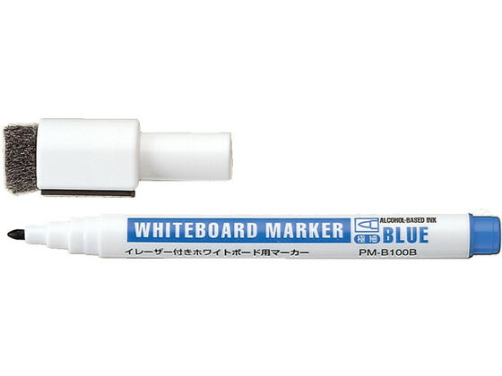 コクヨ ホワイトボード用マーカー イレーザー付極細 青 PM-B100B 細字 中字 青インク ホワイトボードマーカー
