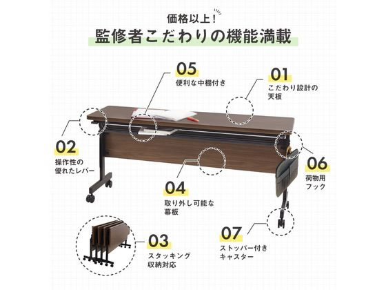 【レビュー投稿で100円OFFクーポン】【メーカー直送】Netforce フォールディングテーブル 棚付 W1200 幕板付 ホワイト【代引不可】【お客様組立】フラップテーブル 折りたたみテーブル 長机 会議用テーブル オフィス家具 [2]