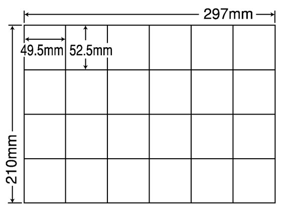 【仕様】●仕様：24面●シートサイズ：A4（210mm×297mm）●ラベルサイズ（横×縦）：49．5×52．5mm●対応プリンタ：インクジェット（染料のみ）、モノクロレーザー、モノクロコピー、熱転写※顔料系インク、カラーコピー機には対応しておりません。●注文単位：1箱（100枚×5冊）●GPNエコ商品ねっと掲載【検索用キーワード】東洋印刷　NANAラベル　ナナラベル　ラベルシート　ラベル用紙　インクジェットプリンタ用　レーザープリンタ用　コピー機用　A4サイズ　500枚　箱売り　パック売り　C24P　RPUP_05