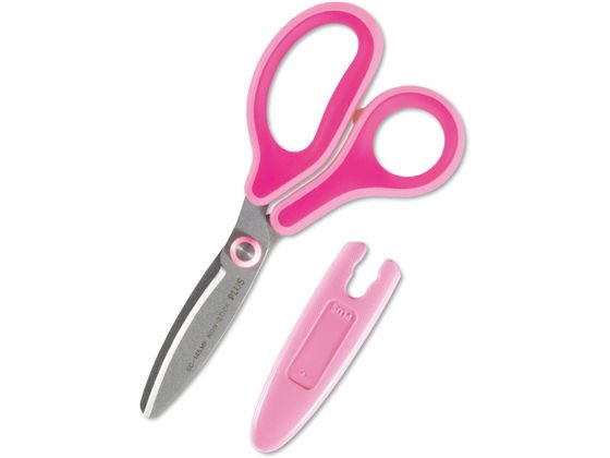 【レビュー投稿で100円OFFクーポン】プラス はさみ フィットカットカーブ ジュニア フッ素コート ピンク 34-671 はさみ 子供用 切る 文具 事務