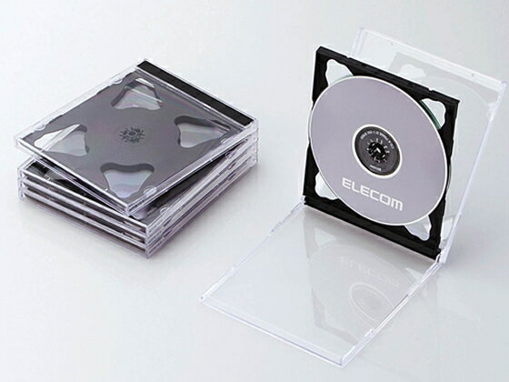 楽天ココデカウ【お取り寄せ】エレコム CD DVDプラケース 2枚収納 ブラック 5枚 CCD-JSCNW5BK CD用ケース DVD用プラケース メディアケース 記録メディア テープ