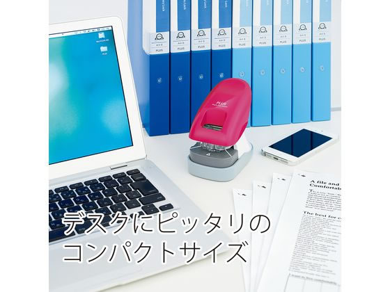 プラス/針なしホッチキスペーパークリンチ卓上型12枚とじピンク