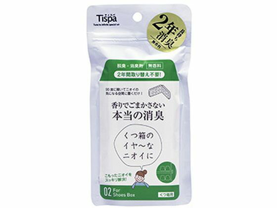 【商品説明】バイオの力で『ニオイを元から』強力消臭〜くつ箱のイヤ〜なニオイに〜【仕様】●内容量：1個●原材料／成分／素材／材質活性炭・セルロース・人工酵素・抗菌剤●賞味期限／使用期限（製造から）開封後約2年（2年を目安にお取替えください）●発売元／製造元／輸入元住江織物●使用方法パッケージから取り出し、90度に開き靴箱内のコーナーに置いてください。90度以上は開きません。〇無理に力を加えますと破損のおそれがありますのでご注意ください。〇添付の取替目安シールに2年後の取替年月を記入し、商品に貼り付けてください。〇表面のほこりや汚れは定期的にふきとってください。また内部のフィルターは特殊な紙でできているため、水濡れには十分ご注意ください。●使用上の注意・幼児の手の届くところには置かない。・本品は食べられません。・他の用途には使用しない。・容器を開けて中身を取り出さない。・万一、間違って食べた場合は医師に相談すること。・破損の恐れがあるので乱暴に扱わない。●商品の特徴・90度に開いて靴箱のコーナーに設置するだけで靴箱のこもったニオイを強力に消臭します。・無香料タイプの脱臭・消臭剤のため、くつや玄関に香りが残ることもありません。・使用期間は約2年です。・・活性炭＋人工酵素を付着させた独自の特殊フィルターが臭いの物質をすばやく吸着します。吸着した臭いの物質を化学的に無臭の物質に変えていくだけでなく、人工酵素の触媒作用により分解することで消臭効果が長続きします。さらに、臭いの再放出がほとんどなく強力な脱臭・消臭効果が持続します。・ニオイをクリアに　ニオイの元を無臭に変える＊1・長持ちサイクル消臭　消臭効果は約2年・Ag＋（銀イオン）除菌　くつ箱内の浮遊菌も除菌＊2＊1：常時発生し続ける臭い成分は、全て消臭できるわけではありません。＊1：使用環境や季節により効果の感じ方が異なることがあります。＊2：フィルターにAg＋（銀イオン）を添着。フィルター表面において除菌。試験機関名：（財）日本紡績検査協会／試験方法：JIS　L　1902（菌液吸収法）／試験結果：99．9％の除菌効果●商品仕様／内容片段シート2枚【備考】※メーカーの都合により、パッケージ・仕様等は予告なく変更になる場合がございます。【検索用キーワード】てぃすぱ　ティスパ　TISPA　かおりでごまかさないほんとうのしょうしゅう　カオリデゴマカサナイホントウノショウシュウかおりでごまかさない本当の消臭　すみのえおりもの　スミノエオリモノ　SUMINOE　TEXTILE　消臭剤　靴用　くつ用　クツ用　1個　1袋　1パック　殺虫、防虫剤　除湿、脱臭剤