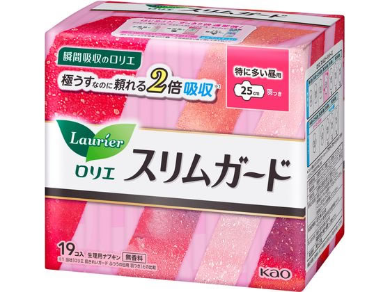 KAO ロリエ スリムガード 特に多い昼用 羽つき 19個 ナプキン 生理 メディカル