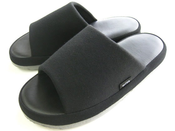 【レビュー投稿で100円OFFクーポン】オクムラ With低反発 L ブラック W30835BK スリッパ