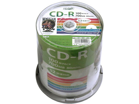 HIDISC CD-R 700MB 52{ 100 Xsh HDCR80GP100 CD|R 700MB L^fBA e[v