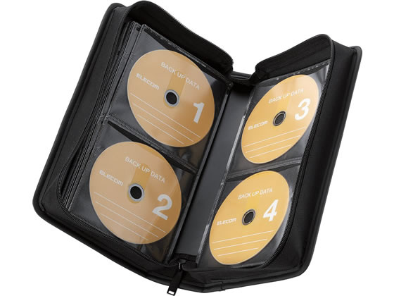 エレコム CD/DVDファスナーケース 96枚 CCD-SS96BK CD用ケース DVD用プラケース メディアケース 記録メディア テープ