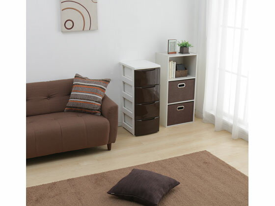 【マラソン限定★2000円クーポン&ポイント2倍】【メーカー直送】アイリスオーヤマ カラーコーディネートチェスト スリム 4段 ホワイト/ブラウン【代引不可】チェスト リビング収納 収納家具 インテリア 収納 [3]