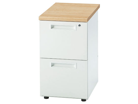 【レビュー投稿で100円OFFクーポン】【メーカー直送】イノウエ 脇机2段 ナチュラル×ホワイト GSD-W047-2-NA【代引不可】【お客様組立】脇机 ワゴン スチールデスク オフィスデスク 事務机 オフィス家具