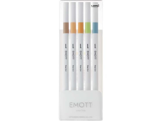 【お取り寄せ】三菱鉛筆 EMOTT(エモット) 5色セット ネイチャーカラー PEMSY5C.NO6 水性サインペン