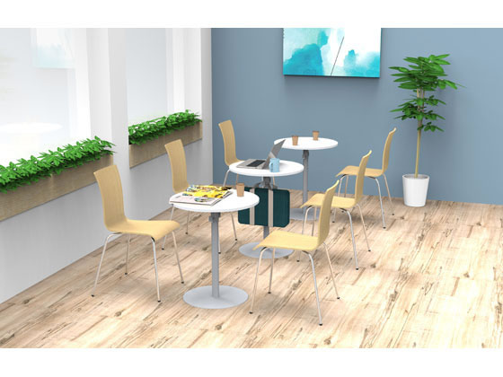 【メーカー直送】アール・エフ・ヤマカワ リフレッシュテーブル2 バッグハンガー付 φ600 ホワイト【代引不可】【お客様組立】丸型 カフェテーブル 会議用テーブル 長机 オフィス家具 [2]