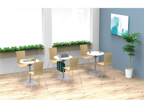 【メーカー直送】アール・エフ・ヤマカワ リフレッシュテーブル2 バッグハンガー付 φ600 ホワイト【代引不可】【お客様組立】丸型 カフェテーブル 会議用テーブル 長机 オフィス家具 [3]