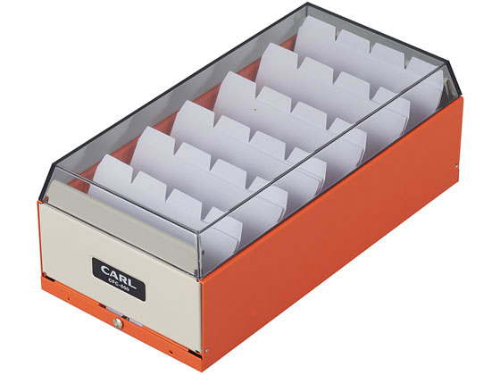 【お取り寄せ】カール事務器 カードファイルケース 600枚 オレンジ CFC-600-O 名刺整理箱 デスクトップ収納 デスク周り