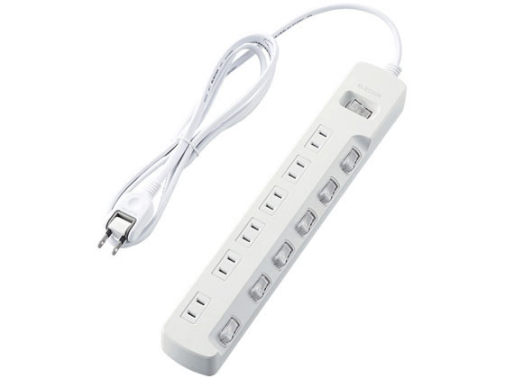 【スーパーSALE限定2,000円クーポン＆11日9:59迄ポイント2倍】 【お取り寄せ】エレコム 一括&個別スイッチ付タップ 6個口 2m T-E7A-2620WH コード付き電源タップ2ピン 電源タップ OAタップ 配線パーツ 家電