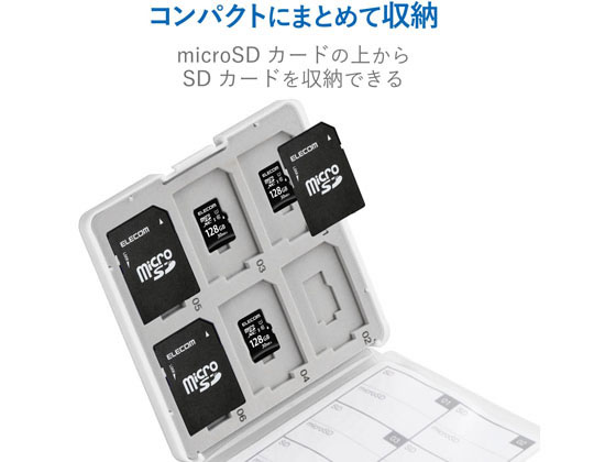【レビュー投稿で100円OFFクーポン】エレコム SD microSDカードケース プラスチックタイプ CMC-SDCPP24WH メモリーカードケース メディアケース 記録メディア メモリーカード 家電