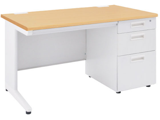 【レビュー投稿で100円OFFクーポン】【メーカー直送】カグクロ 事務用片袖机 W1200 ナチュラル KDN-127S【代引不可】【お客様組立】片袖机 スチールデスク ワゴン オフィスデスク 事務机 オフィス家具