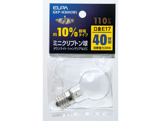 【お取り寄せ】朝日電器 ミニクリプトン球 40Wホワイト GKP-H36H(W) 75W形 ミニクリプトン電球 ランプ
