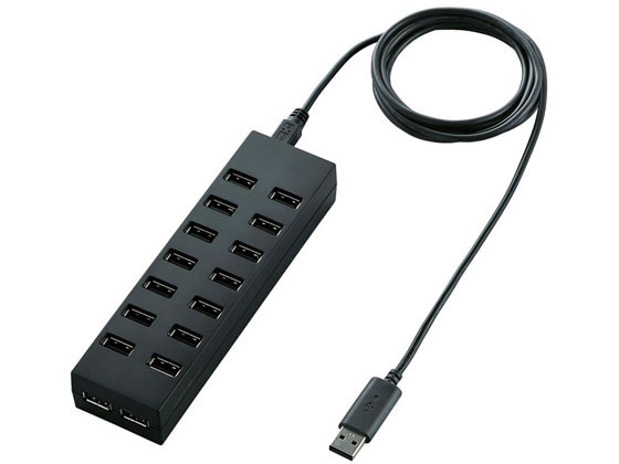 【レビュー投稿で100円OFFクーポン】【お取り寄せ】エレコム USB2.0ハブ セルフパワー 16ポート U2H-Z16SBK USBハブ ドッキングステーション PC周辺機器 パソコン 家電