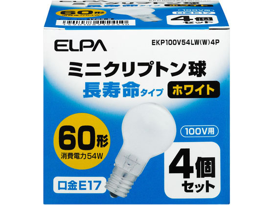 【ポイント2倍★22日20:00〜27日9:59迄】 朝日電器 ミニクリプトン球長寿命 60W 4個