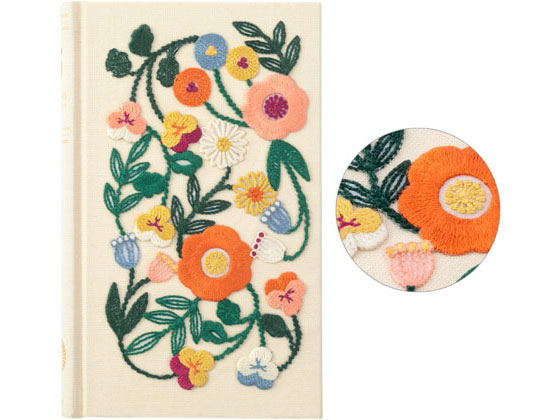 【スーパーSALE限定2,000円クーポン＆11日9:59迄ポイント2倍】 ミドリ 日記 5年連用 刺繍 花柄 ベージュ 12883006 用途別ノート 2