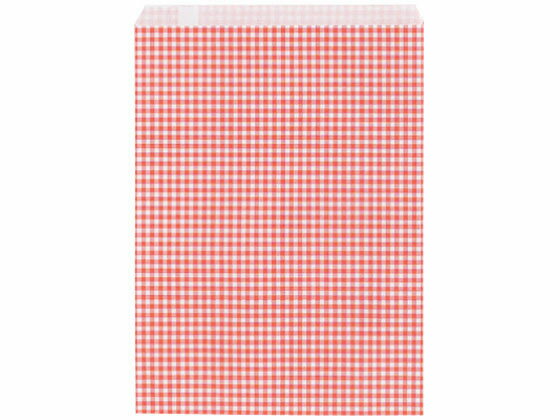 【レビュー投稿で100円OFFクーポン】【お取り寄せ】タカ印 ギフトバッグ 平袋 ギンガムあか 215×290mm 200枚 紙平袋 柄小袋 紙袋