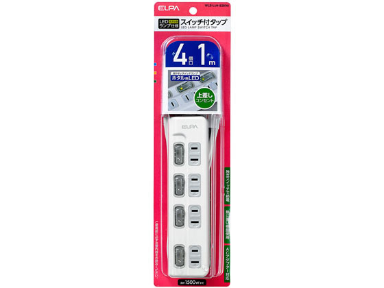 【ポイント2倍★22日20:00〜27日9:59迄】【お取り寄せ】朝日電器 LEDスイッチ付タップ 