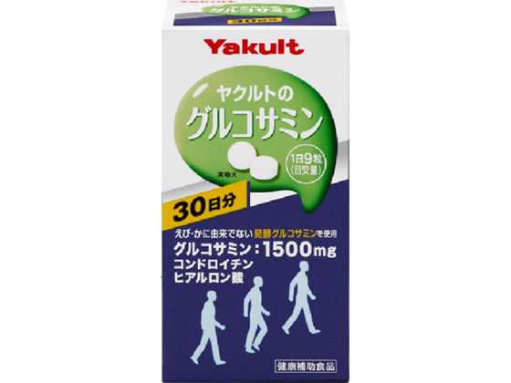 【商品説明】グルコサミンの原料は、えび・かに由来でないものを使用しています。1日目安量9粒中にグルコサミンを1500mg、コンドロイチン40mgとヒアルロン酸0．50mgを配合しています。【仕様】●内容量：67．5g（250mg×約270粒）生産国：日本商品区分：健康食品メーカー：ヤクルトヘルスフーズ広告文責：フォーレスト株式会社　0120-40-4016【備考】※メーカーの都合により、パッケージ・仕様等は予告なく変更になる場合がございます。【検索用キーワード】ヤクルトヘルスフーズ　ヤクルト　やくると　ヤクルトヘルスフーズ　グルコサミン　270粒　ヤクルトヘルスフーズ　ヤクルト　やくると　効果　人気　ランキング　使用感　評判　栄養補助・健康食品　バランス栄養食品　RPUP_02活動的な毎日を過ごしたい方に