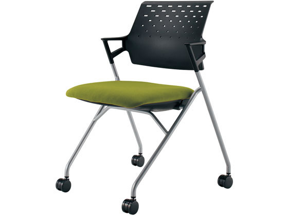 附扶手 - 【マラソン限定★ポイント2倍】【メーカー直送】コクヨ ピエガ 背樹脂 ブラックシェル 塗装脚 ライトオリーブ(W)【代引不可】【組立・設置・送料無料】ミーティングチェア オフィス家具