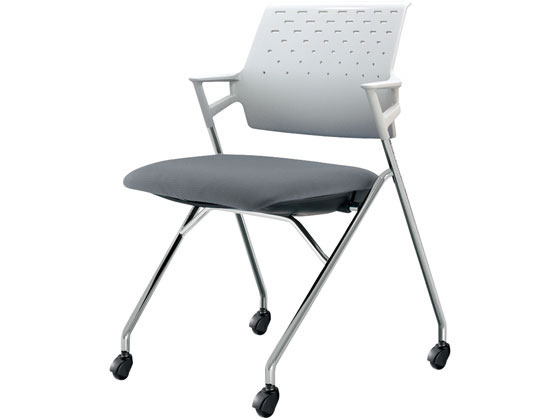 附扶手 - 【マラソン限定★ポイント2倍】【メーカー直送】コクヨ ピエガ 背樹脂 ホワイトシェル メッキ脚 ソフトグレー(V)【代引不可】【組立・設置・送料無料】ミーティングチェア オフィス家具