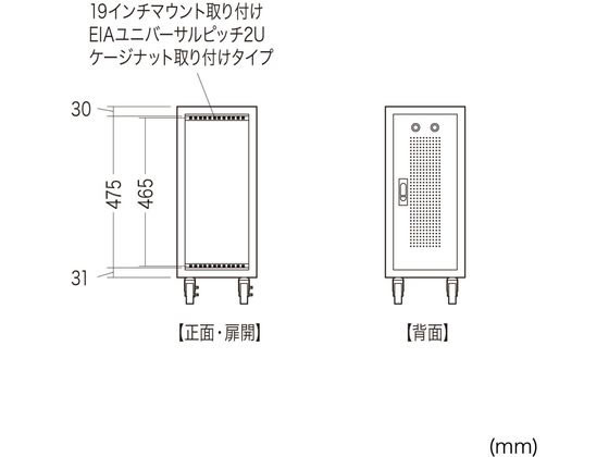 【メーカー直送】サンワサプライ キャスター付きハブボックス (2U・ブラック) CP-THBOX2UBK【代引不可】【お客様組立】 サーバーラック PC周辺機器 3