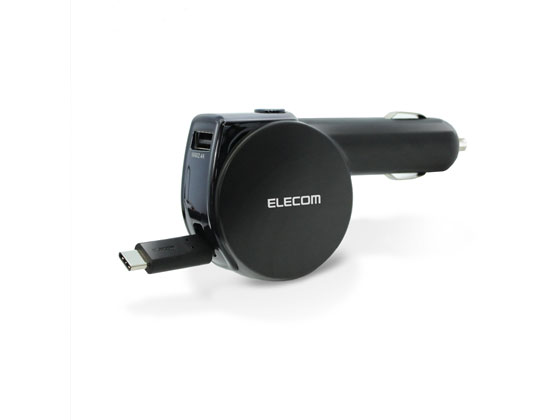 【マラソン限定★ポイント2倍】【お取り寄せ】エレコム 車載充電器 5.4A巻取 Type-C&USB MPA-CCC05BK スマートフォン関連品 スマホ タブレット関連品