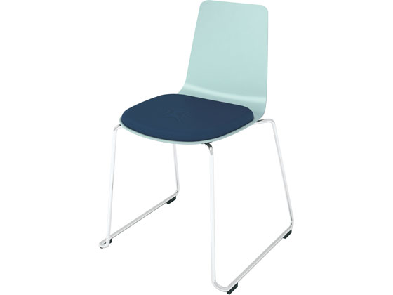 【ポイント10％バック★31日9:59迄】【メーカー直送】コクヨ ミケット サークル・メッキ脚 ホワイトターコイズ 座ネイビー【代引不可】【組立・設置・送料無料】ループ脚 スタッキングチェア ミーティングチェア オフィス家具