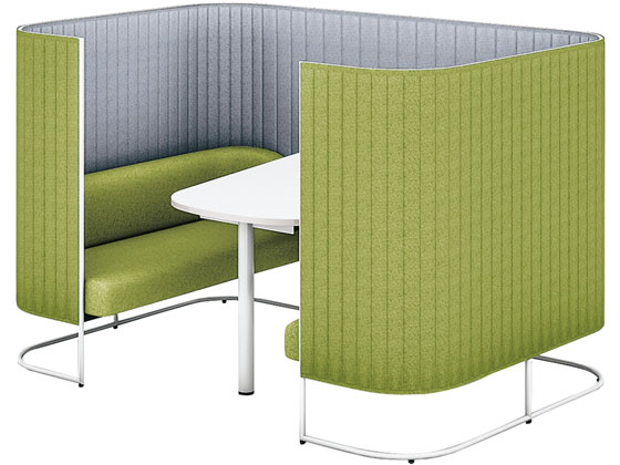 【スーパーSALE限定★2,000円クーポン＆11日9:59迄ポイント2倍】 【メーカー直送】コクヨ インフレーム ソファーブース4人用H1350天板白フレーム白グリーン【代引不可】【組立・設置・送料無料】