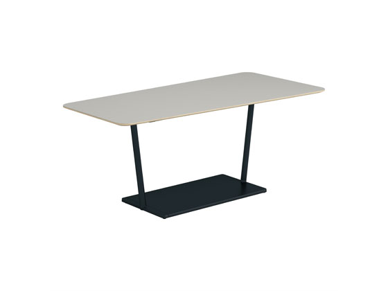 【メーカー直送】コクヨ リージョン 台形 ミドルテーブル黒脚 W1800 ペブル【代引不可】【組立・設置・送料無料】