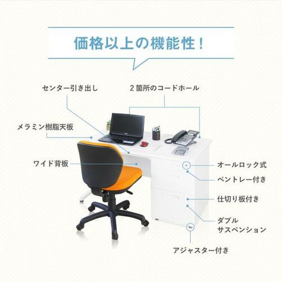 【レビュー投稿で100円OFFクーポン】【メーカー直送】Netforce ナッツ 片袖机 W1400×D700×H700 WH【代引不可】【お客様組立】片袖机 スチールデスク ワゴン オフィスデスク 事務机 オフィス家具