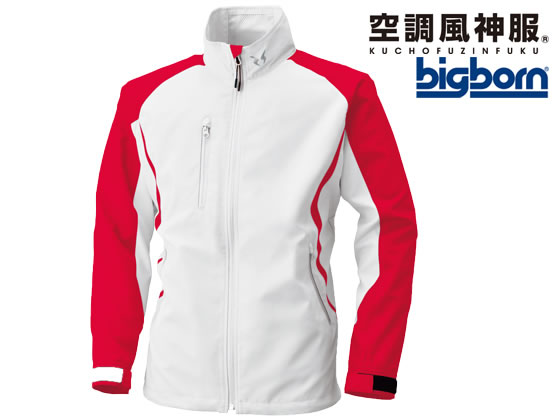 【お取り寄せ】ビッグボーン 空調風神服 長袖ジャケット 白×赤 L BK6017-14