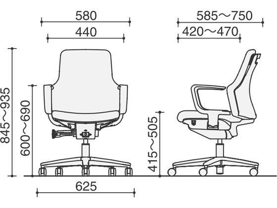【メーカー直送】コクヨ グーフォ ローバック ブラックシェルC型肘 タンジェリン ウレタンキャスター【代引不可】【組立・設置・送料無料】 [2]